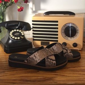 White Mountain Snake Print Platform Sandals